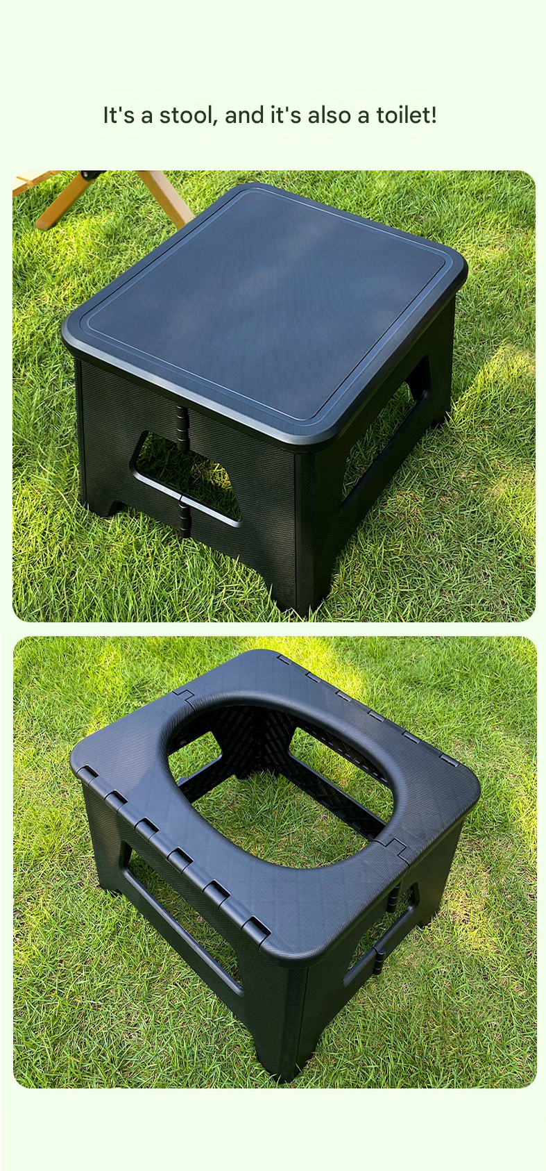Black Small size Portable Folding Toilet Stool - PP Material - 100kg Load Capacity view 4