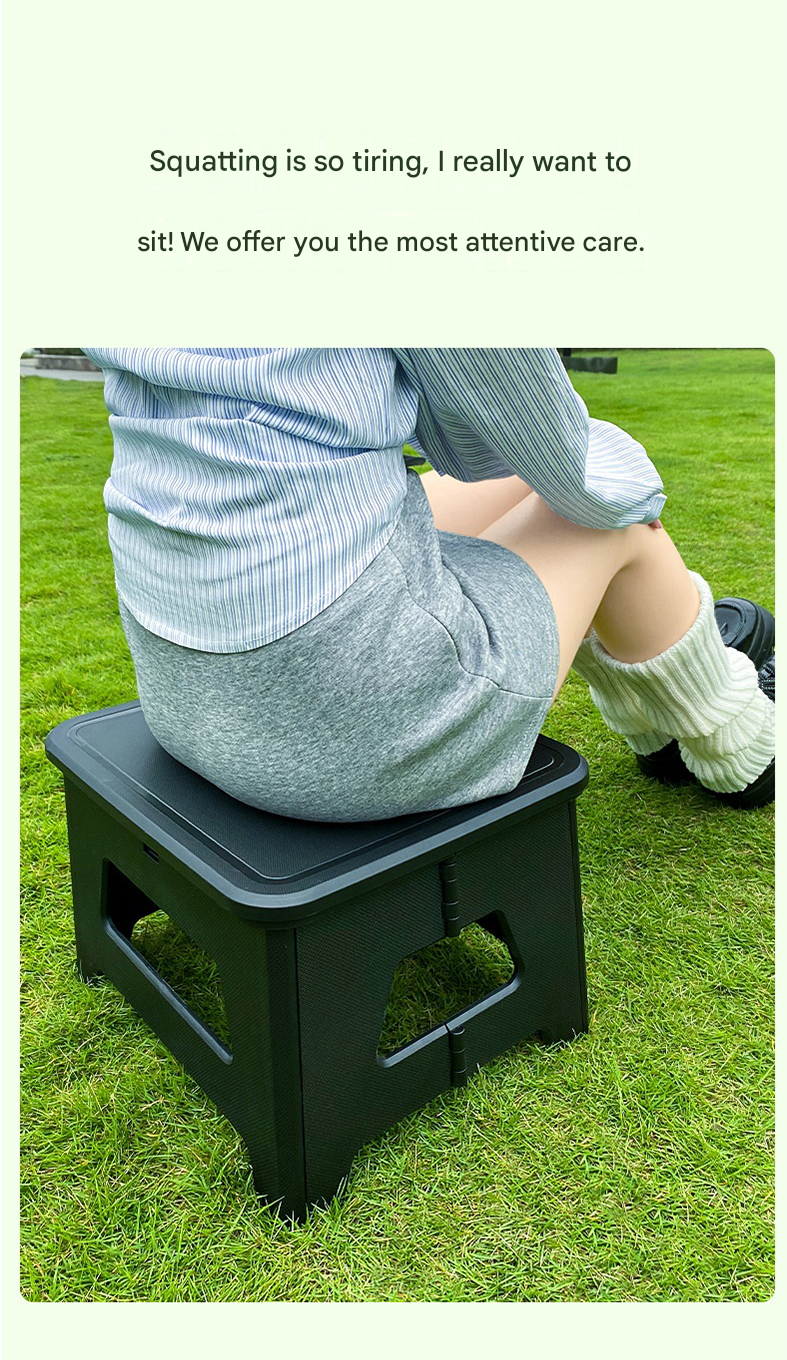 Black Small size Portable Folding Toilet Stool - PP Material - 100kg Load Capacity view 6