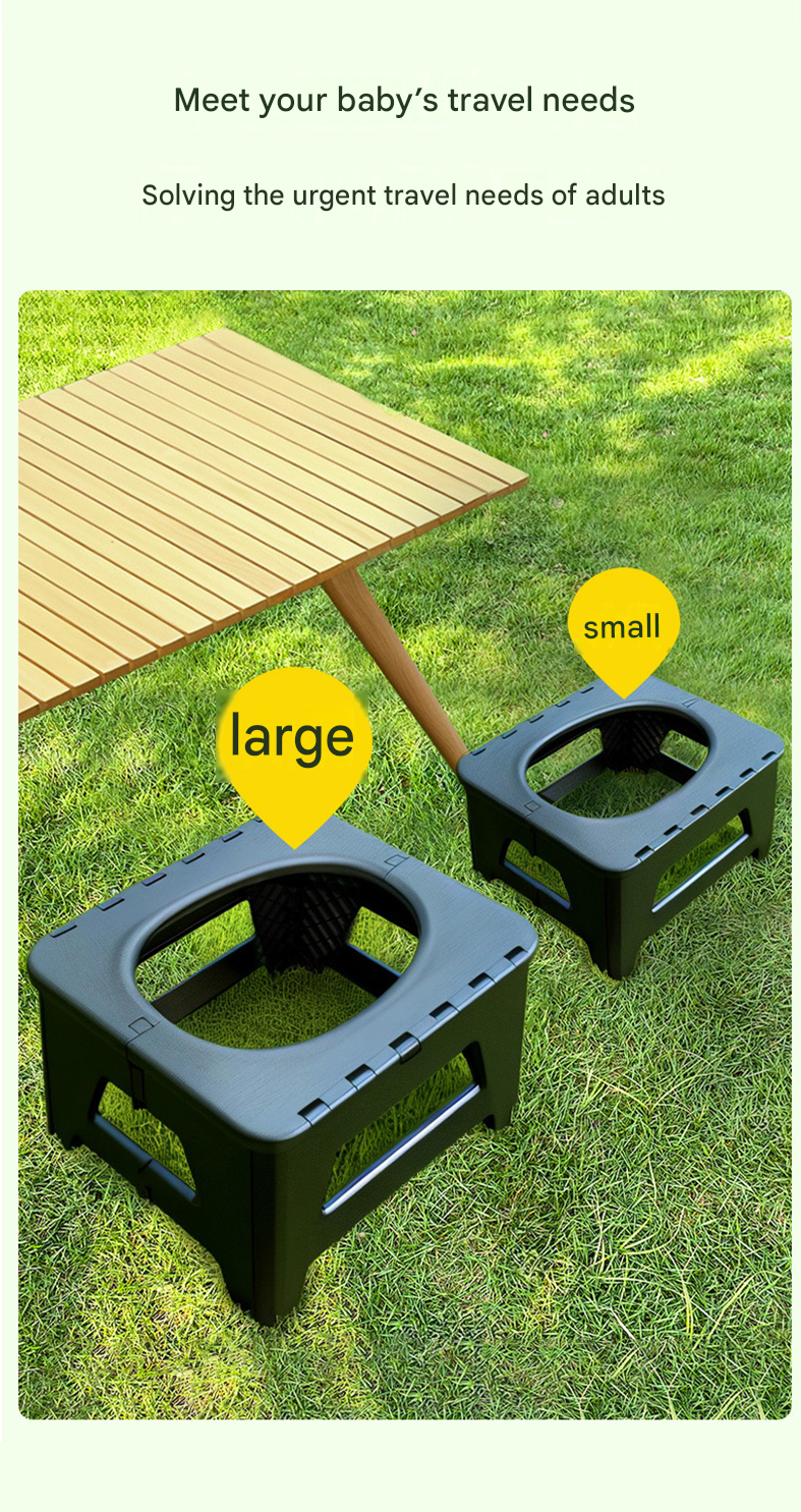 Black Small size Portable Folding Toilet Stool - PP Material - 100kg Load Capacity view 7
