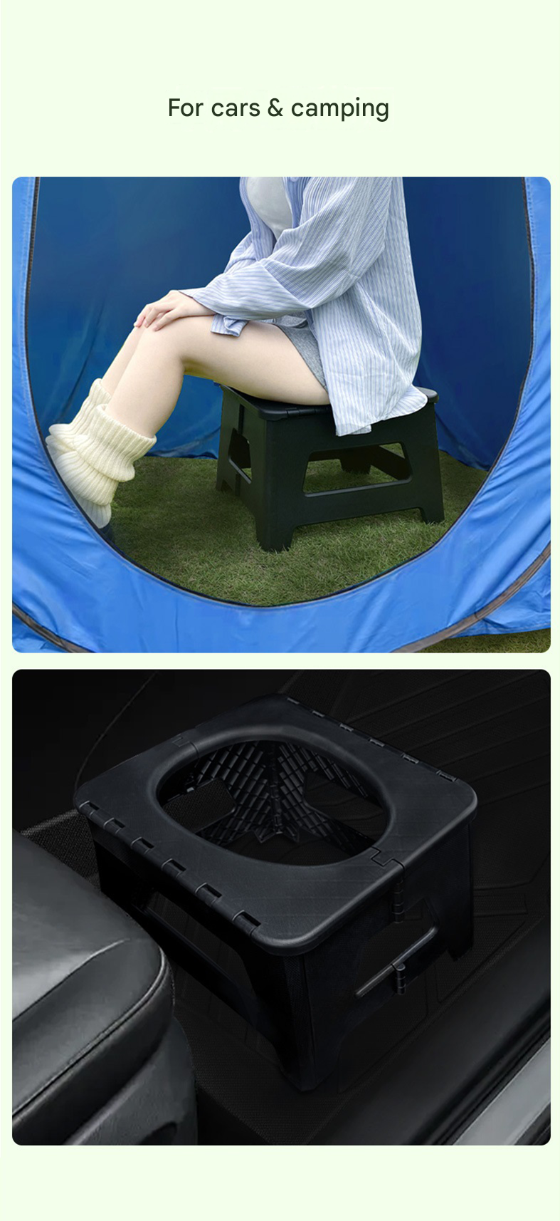 Black Small size Portable Folding Toilet Stool - PP Material - 100kg Load Capacity view 10