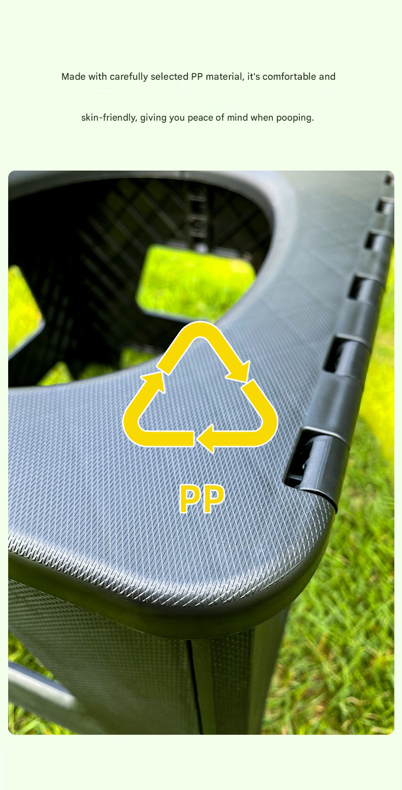 Gray Small size Portable Folding Toilet Stool - PP Material - 100kg Load Capacity view 8