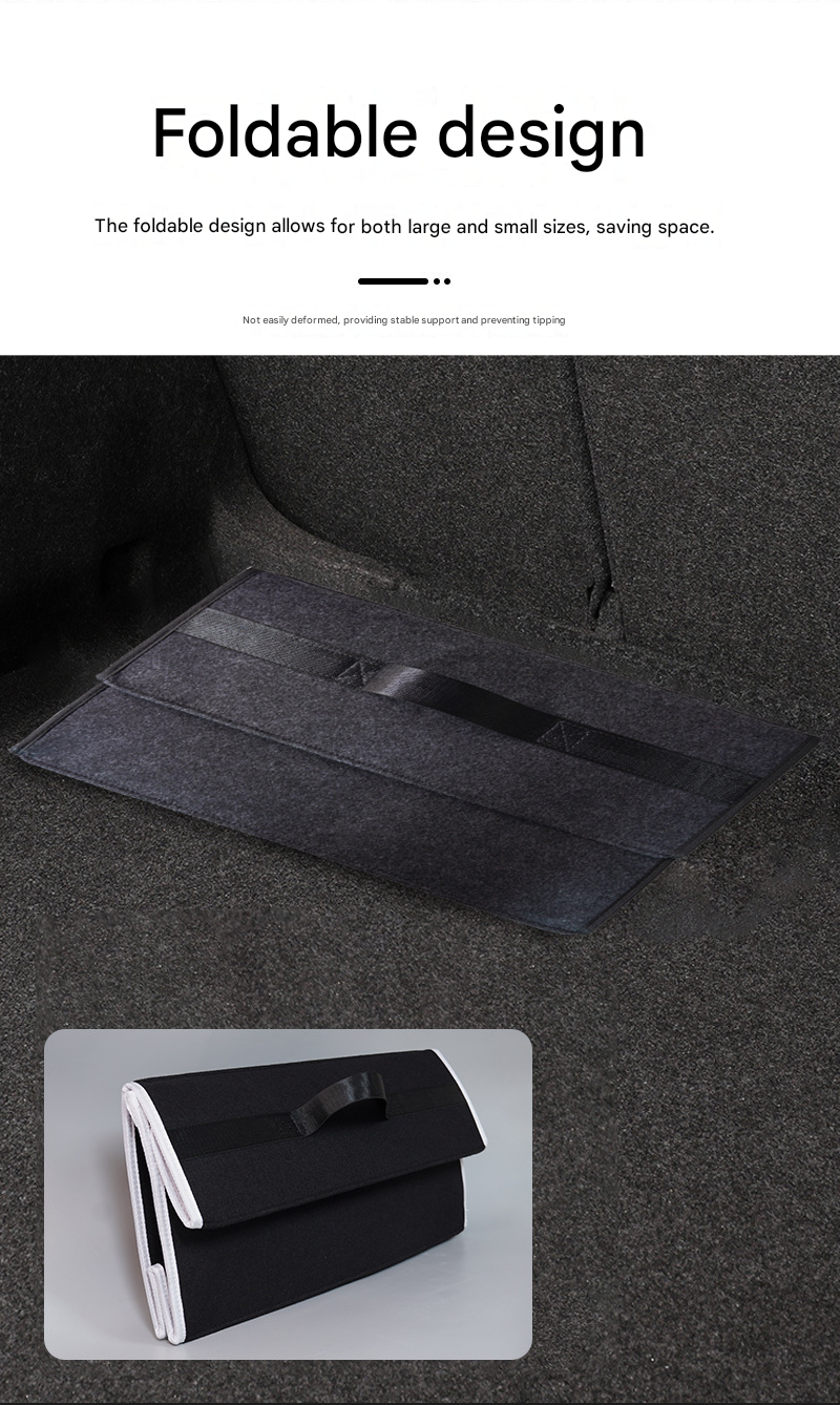 Dark gray Foldable Car Trunk Organizer - Durable Felt Storage Box with Magic view 5
