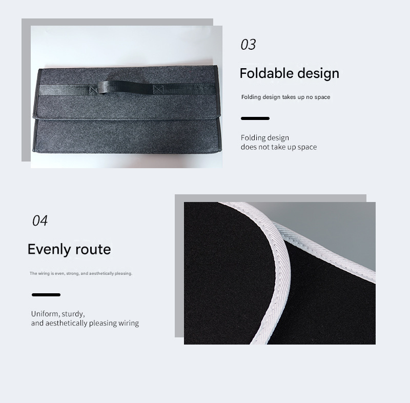 Dark gray Foldable Car Trunk Organizer - Durable Felt Storage Box with Magic view 8