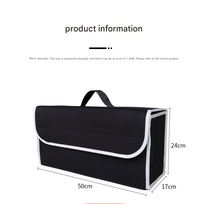 Dark gray Foldable Car Trunk Organizer - Durable Felt Storage Box with Magic view 9