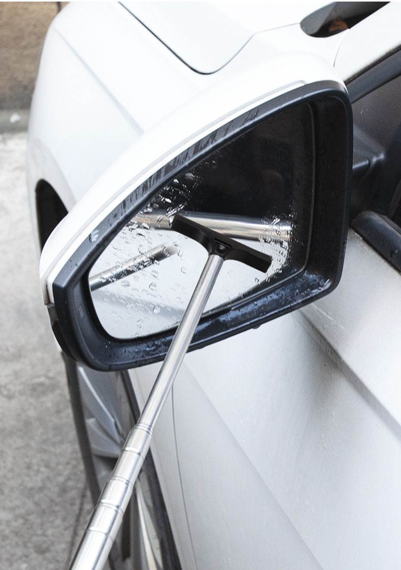 Black Telescopic Car Mirror Wiper - ABS & Stainless Steel - 98cm Extendable view 8