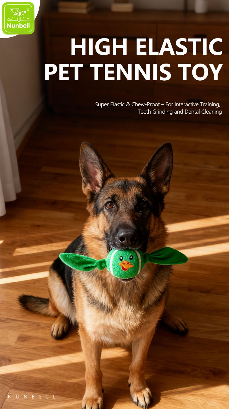 3-Piece Set High Elastic Pet Tennis Toy - Chew-Resistant Dog Ball with Plush view 2
