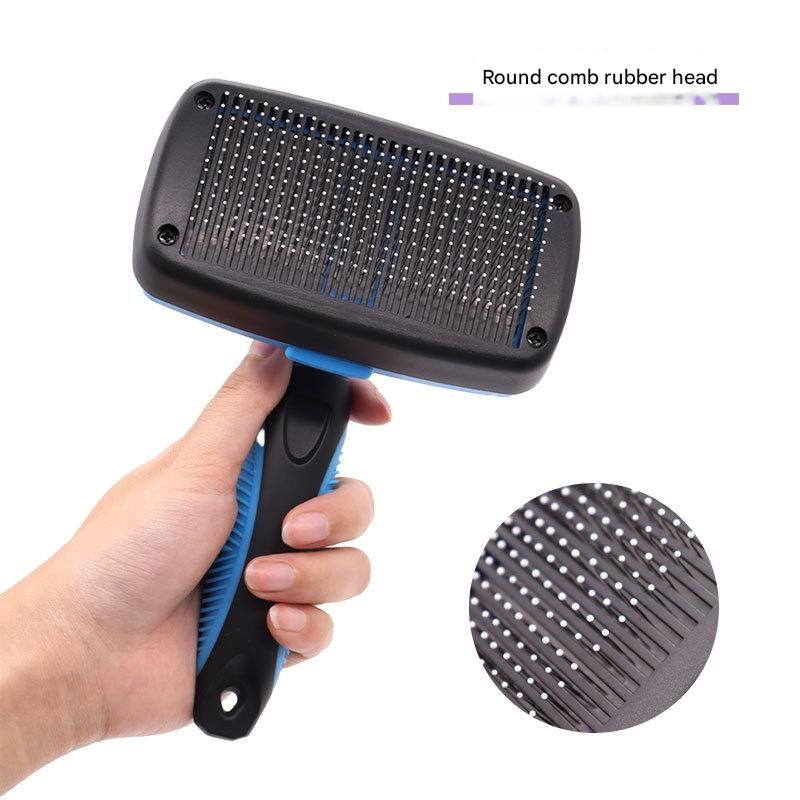 Green Pet Grooming Brush - Large Self-Cleaning Deshedding Tool for Cats and Dogs view 2