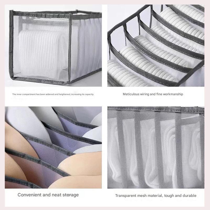 Beige Drawer Underwear Organiser Set - 3 Piece Mesh Storage Boxes for Bras view 3