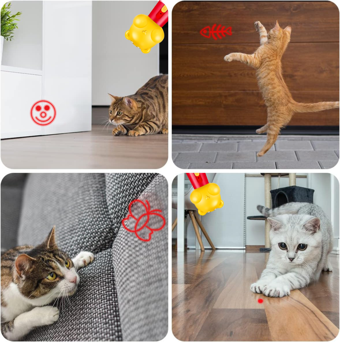 Yellow Bear Laser Cat Toy Set - 2 Piece USB Rechargeable Multi Pattern Laser view 6