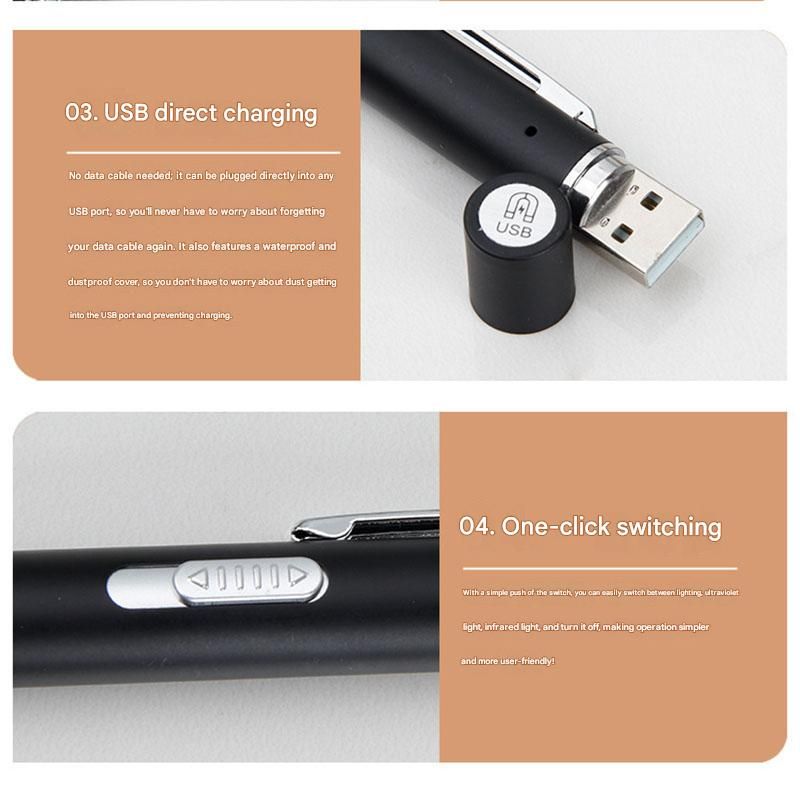 Grey and black Metal Laser Cat Toy Pen Set - 2 Piece USB Rechargeable 3-in-1 view 6