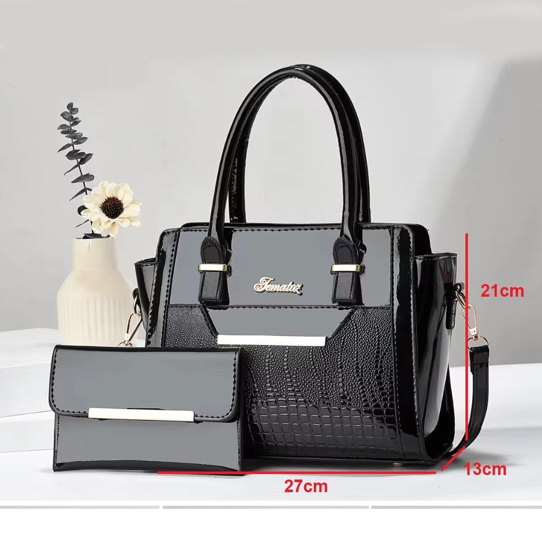 Khaki Women's Handbag Set - Large Capacity 2 Piece Shoulder Bag with Matching view 4