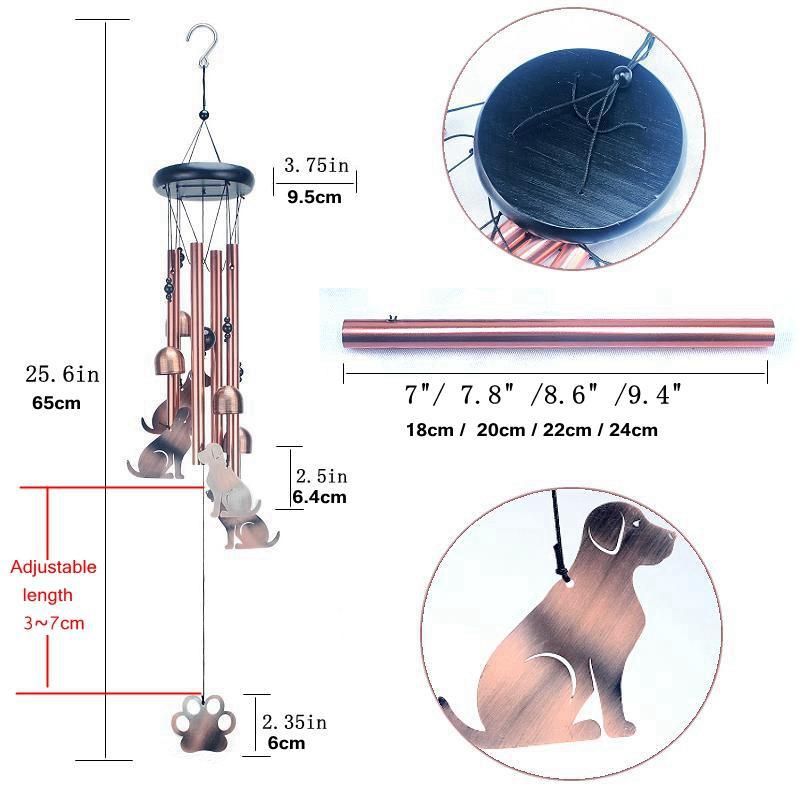 Cat Metal Wind Chime - Adjustable Garden Decorative Bell with Animal view 4