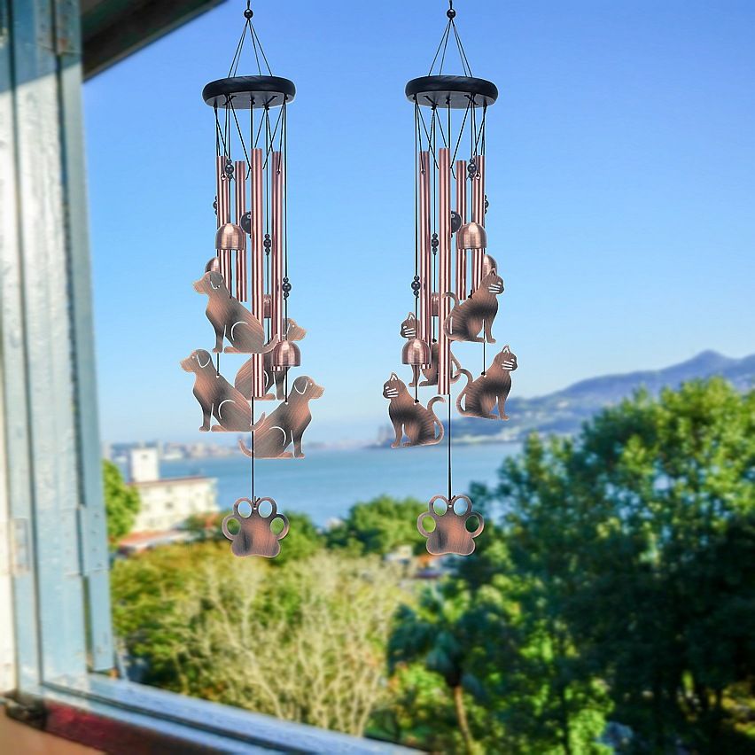 Openwork Flying Pig Metal Wind Chime - Adjustable Garden Decorative Bell with view 3