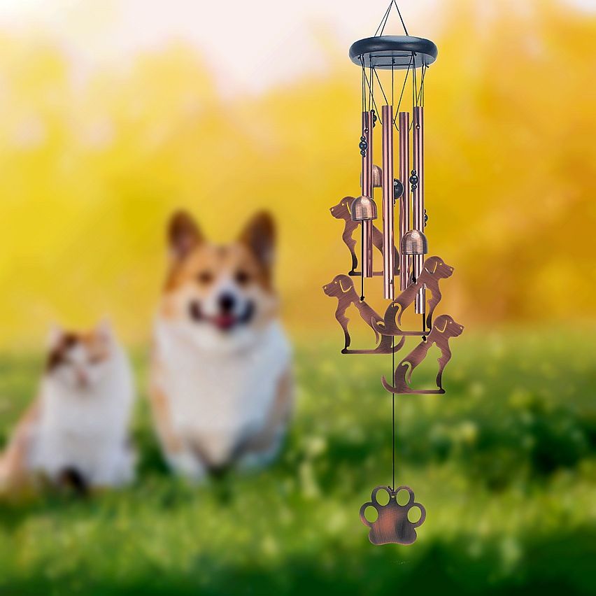 Hollowed-out dog Metal Wind Chime - Adjustable Garden Decorative Bell with view 2