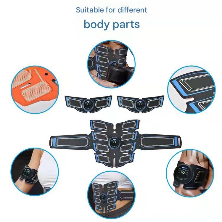 Blue EMS Muscle Stimulator Belt Set - Rechargeable Abdominal Toning Trainer view 3
