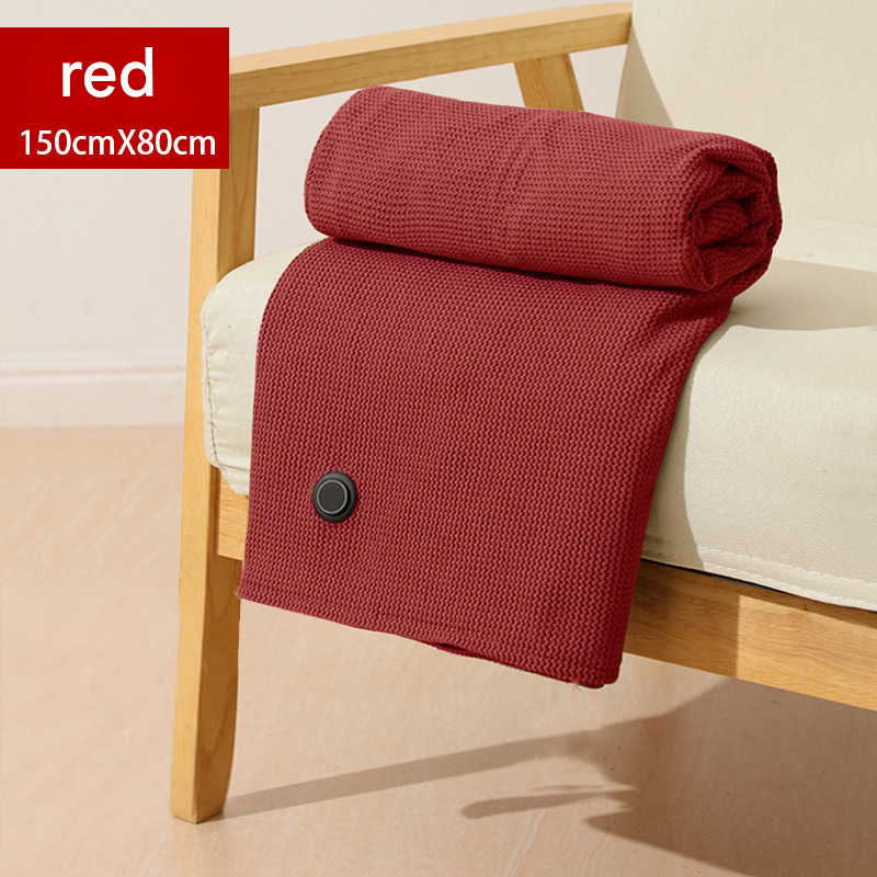 Red USB Heated Blanket Poncho - Rechargeable Electric Warming Shawl with Fast
