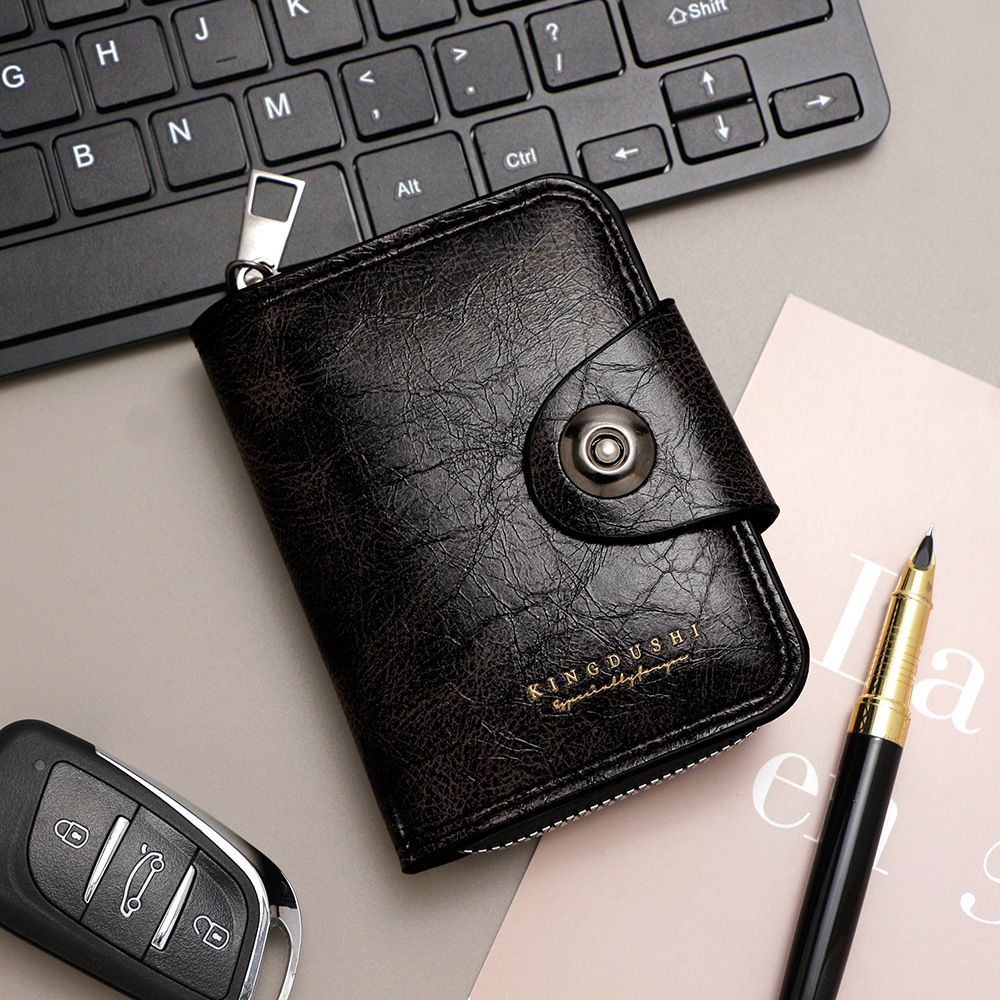Black Men's Large Capacity Accordion Card Wallet - PU Leather Multi Card