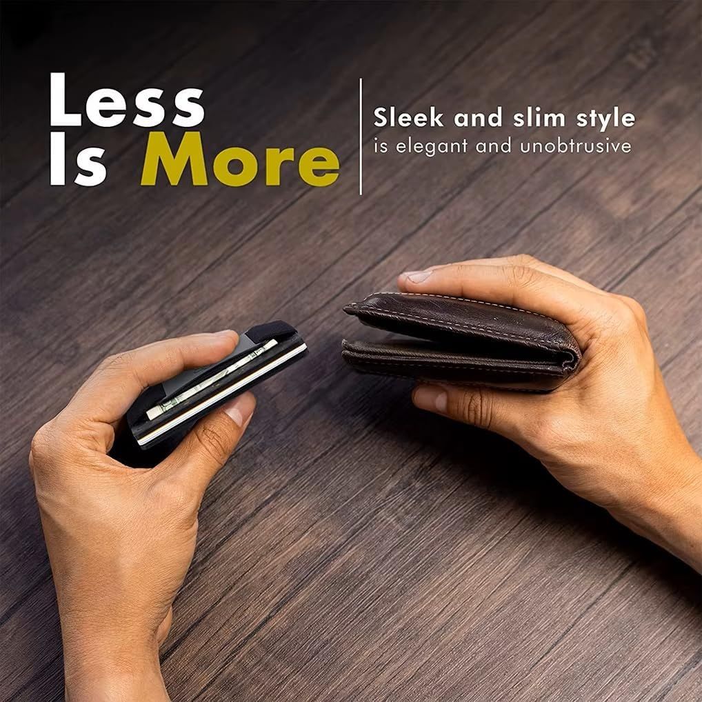 Orange Slim RFID Blocking Aluminum Card Holder - Metal Wallet with Cash Strap view 2