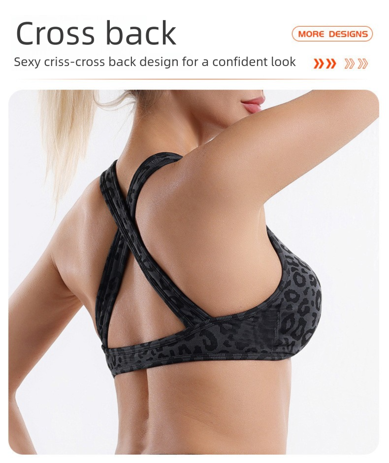 Leopard Print Yoga Set - Twist Front Sports Bra with Criss Cross Back and High view 4