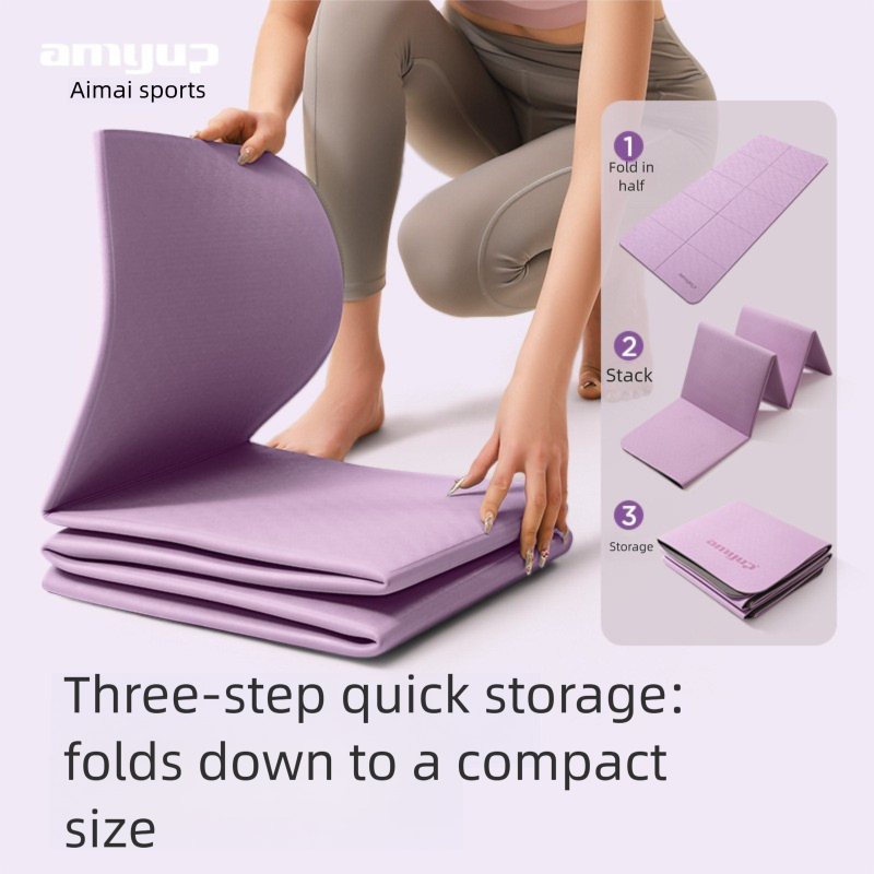 Pink Foldable Yoga Mat - Portable Thick Non-Slip Fitness Exercise Mat for Home view 4