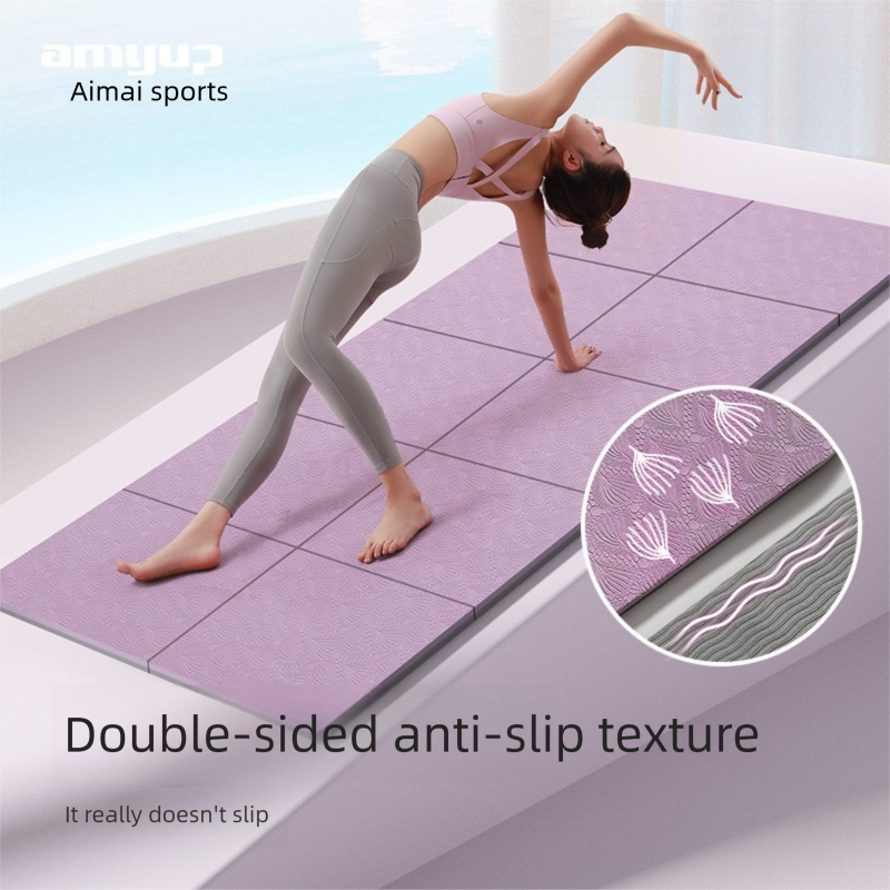 Blue Foldable Yoga Mat - Portable Thick Non-Slip Fitness Exercise Mat for Home view 3