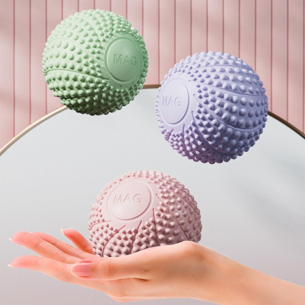 2-Pack Green and grey Spiky Fascia Massage Balls - Portable TPE Foot Arch view 4