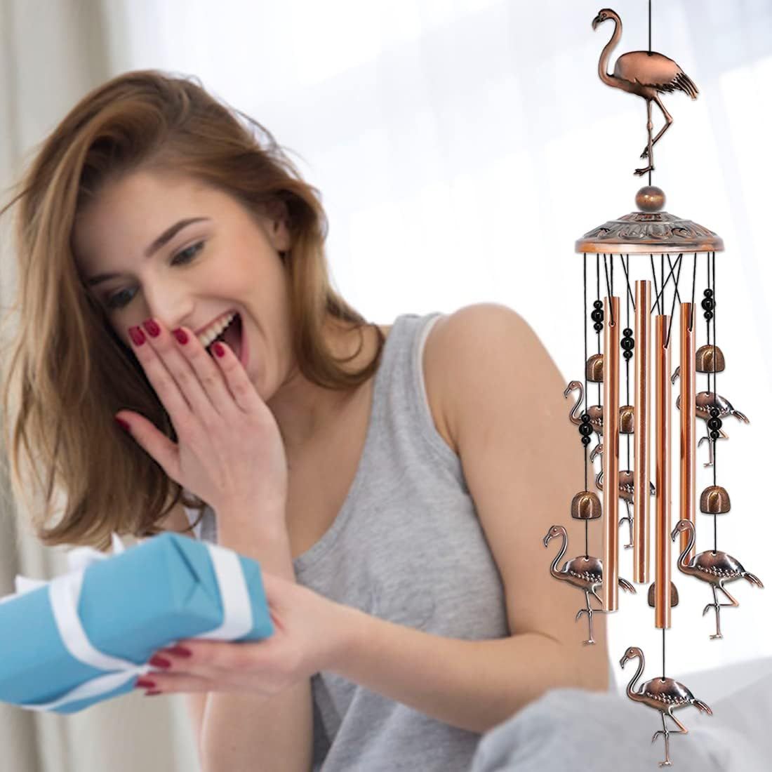 Flamingo Retro Metal Wind Chime - Large Hanging Bell Ornament for Balcony view 4