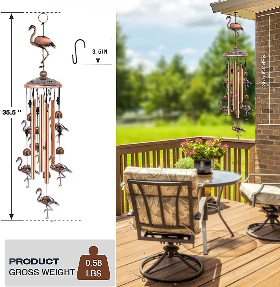 Flamingo Retro Metal Wind Chime - Large Hanging Bell Ornament for Balcony view 5