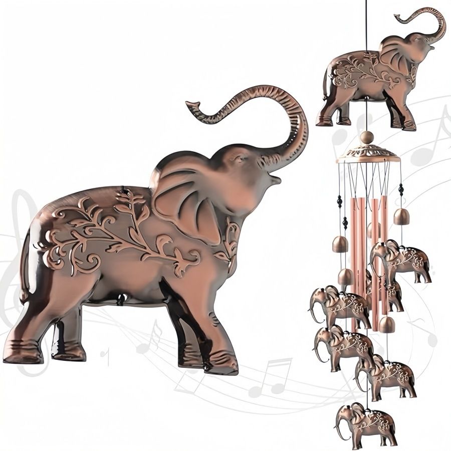 Elephant Retro Metal Wind Chime - Large Hanging Bell Ornament for Balcony — image 1
