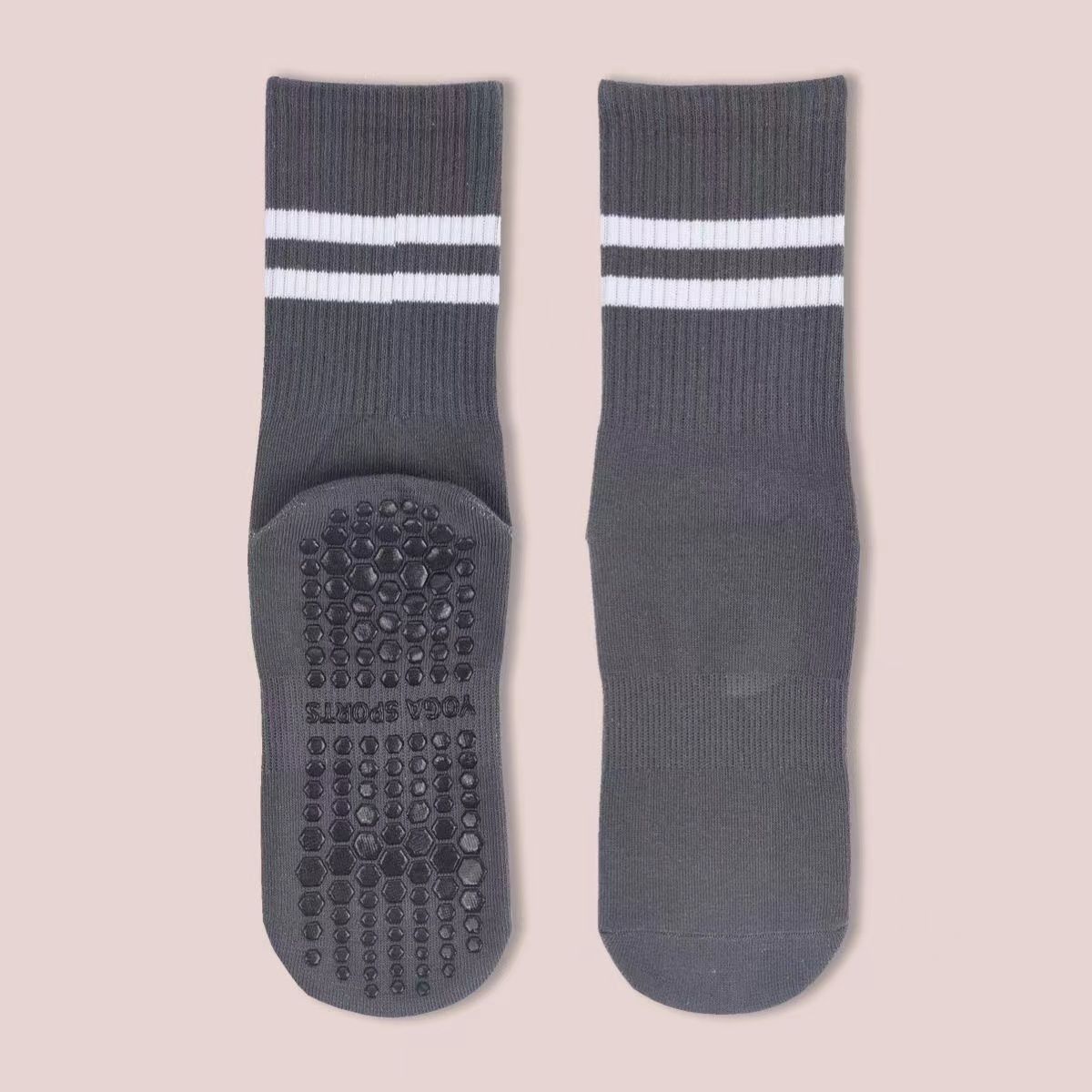 3-Pack Dark grey Anti-Slip Yoga Socks - Grippy Non-Slip Pilates Dance Fitness — image 1