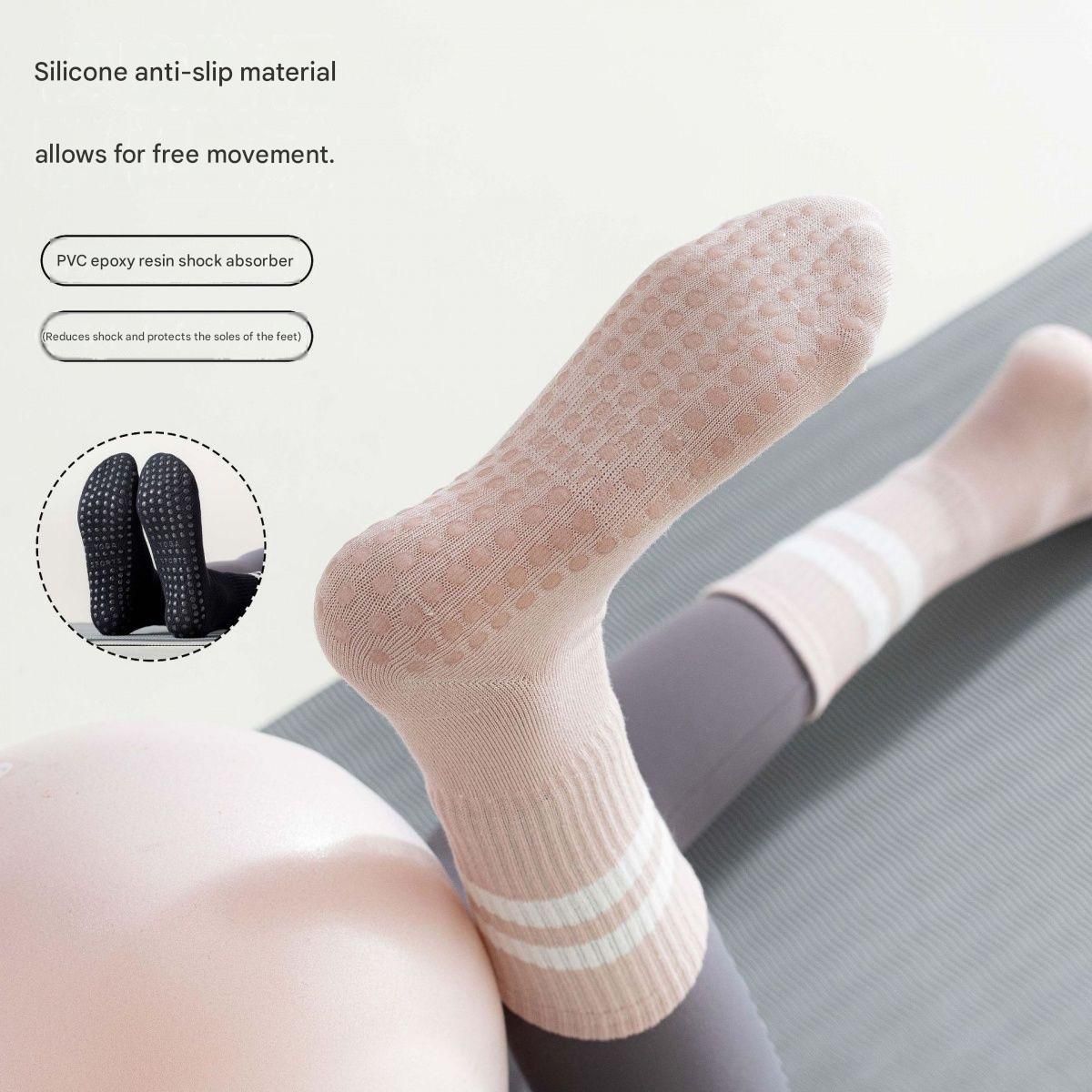 3-Pack Dark grey Anti-Slip Yoga Socks - Grippy Non-Slip Pilates Dance Fitness view 3