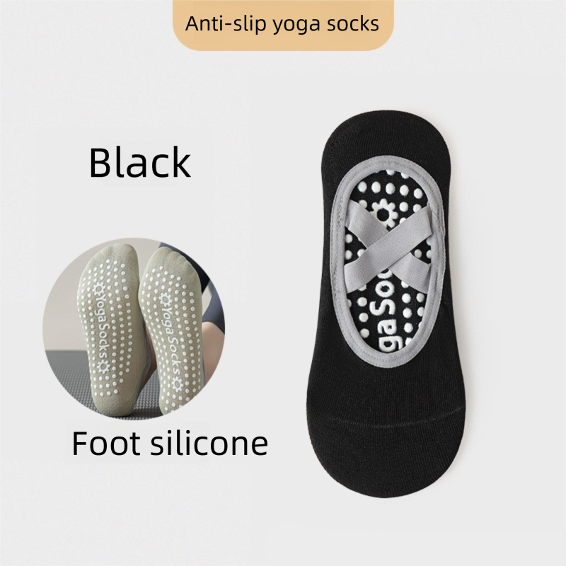 3-Pack Black Anti-Slip Yoga Socks - Grippy Pilates Dance Fitness Socks with — image 1