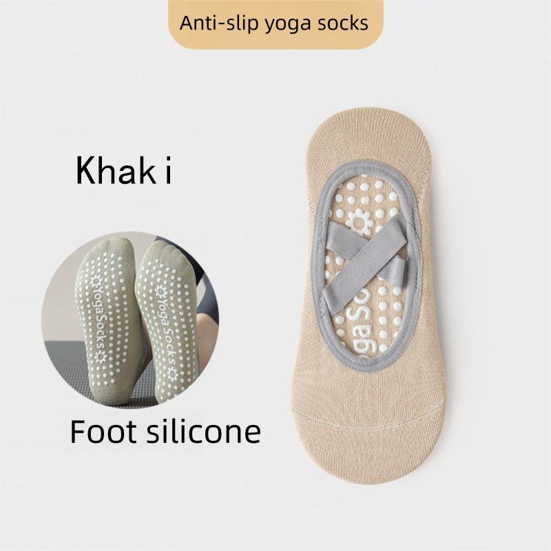 3-Pack Khaki Anti-Slip Yoga Socks - Grippy Pilates Dance Fitness Socks with — image 1