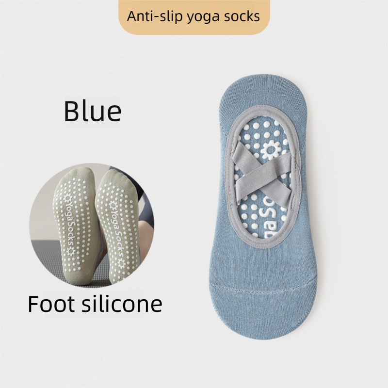 3-Pack Blue Anti-Slip Yoga Socks - Grippy Pilates Dance Fitness Socks with — image 1