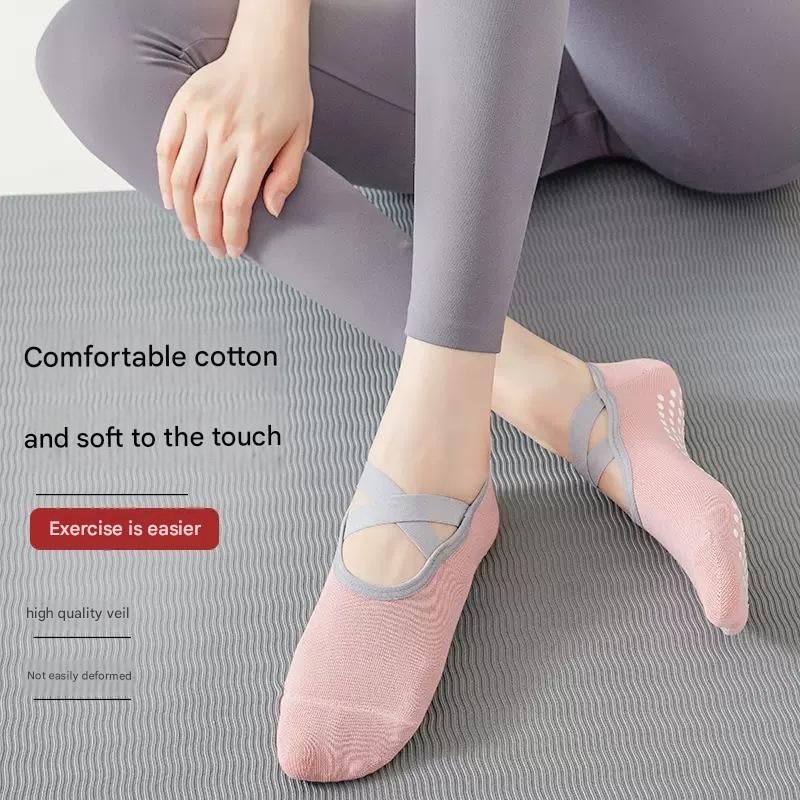 3-Pack Grey Anti-Slip Yoga Socks - Grippy Pilates Dance Fitness Socks with view 5