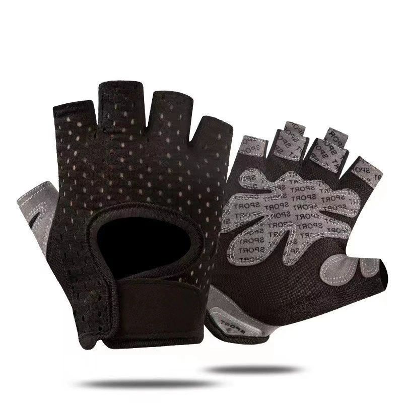Black Half Finger Fitness Gloves - Anti-Slip Breathable Gym Training Gloves