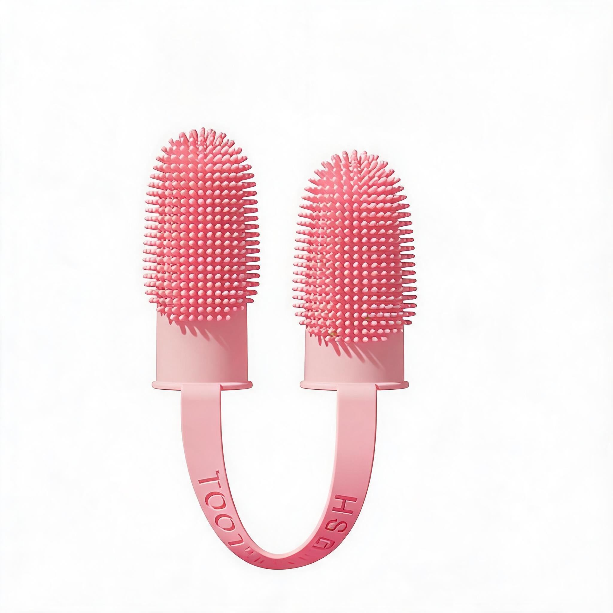 5-Pack Pink Double Finger Pet Toothbrush - Soft TPR Dog Cat Dental Finger