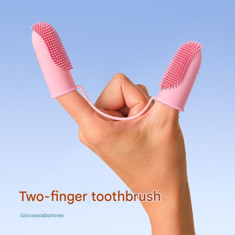 5-Pack Green Double Finger Pet Toothbrush - Soft TPR Dog Cat Dental Finger view 6