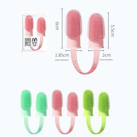 5-Pack Green Double Finger Pet Toothbrush - Soft TPR Dog Cat Dental Finger view 7