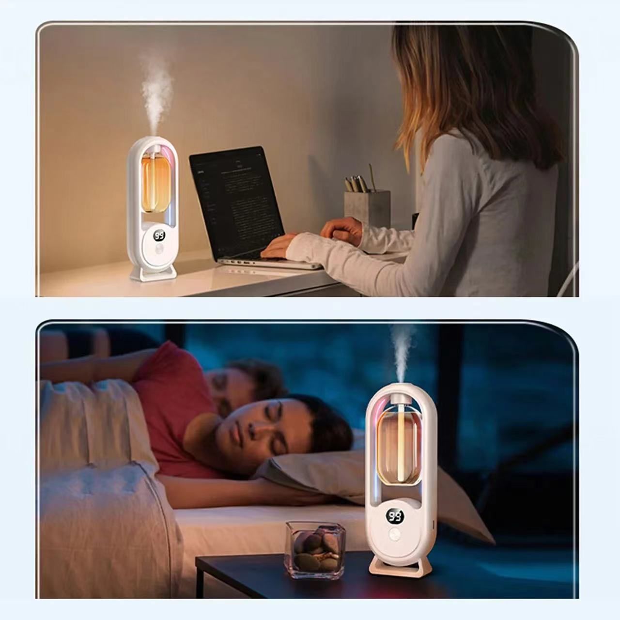 White Smart Aromatherapy Diffuser - Ultrasonic Mist Air Freshener with LED view 4