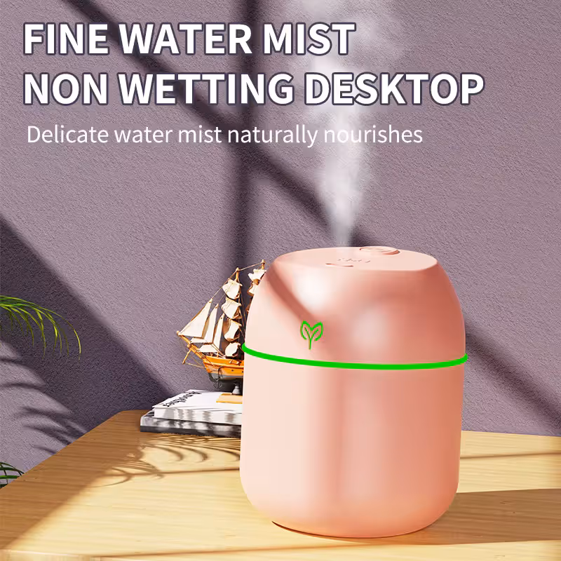Pink Mini USB Humidifier Large Mist - Desktop Ultrasonic Air Humidifier with