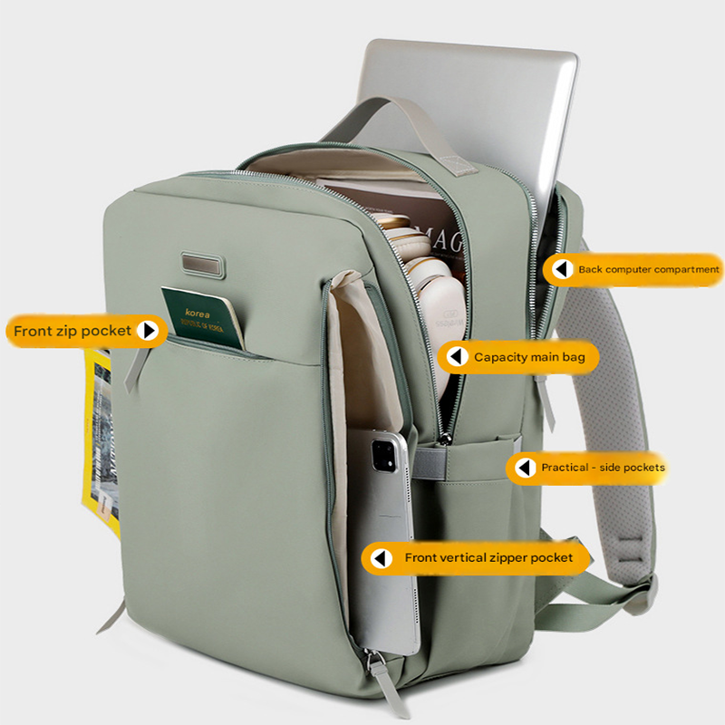 Green Large Capacity Airbag Backpack Multi-Compartment Laptop Backpack Travel view 6
