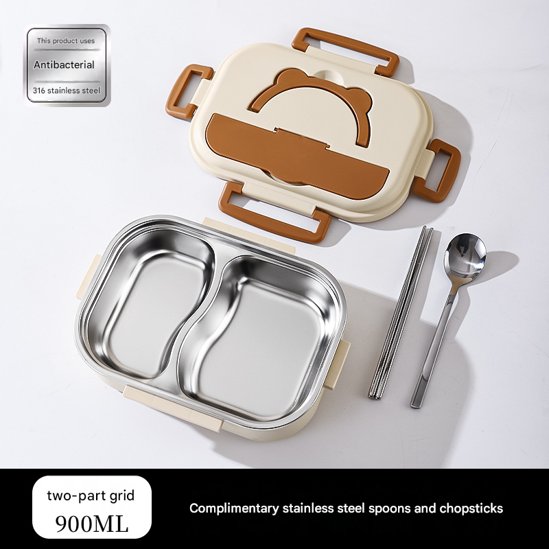 2 Grids 316 Stainless Steel Insulated Lunch Box with Compartments Large