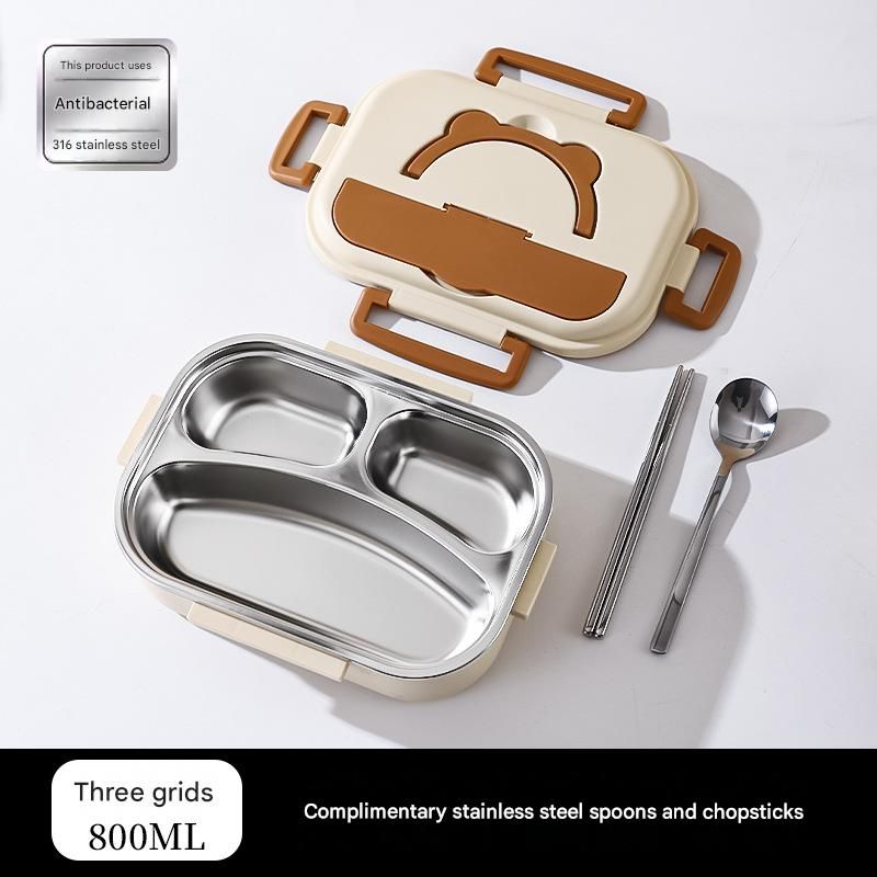 3 Grids 316 Stainless Steel Insulated Lunch Box with Compartments Large