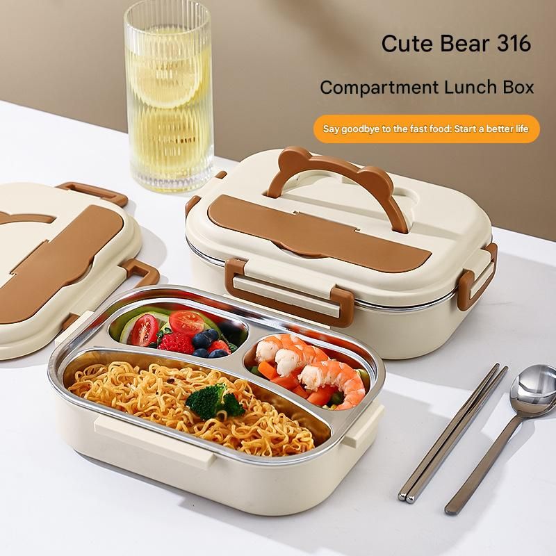 3 Grids 316 Stainless Steel Insulated Lunch Box with Compartments Large view 4
