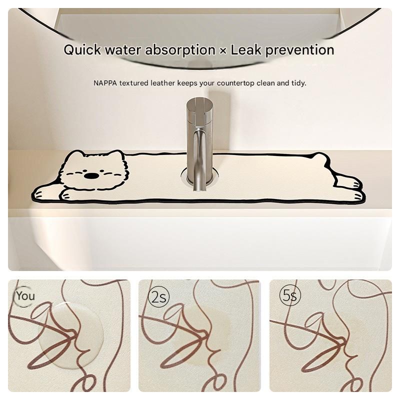 2-Piece Faucet Draining Mat Set Absorbent Sink Splash Guard Quick Dry Counter view 5