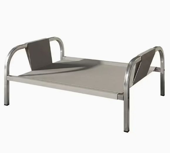 Grey Raised Pet Bed for Medium Dogs Cats Elevated Breathable Dog Cot Washable