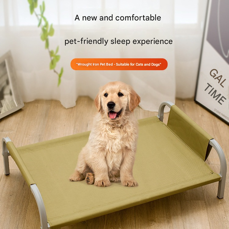 Grey Raised Pet Bed for Medium Dogs Cats Elevated Breathable Dog Cot Washable view 2