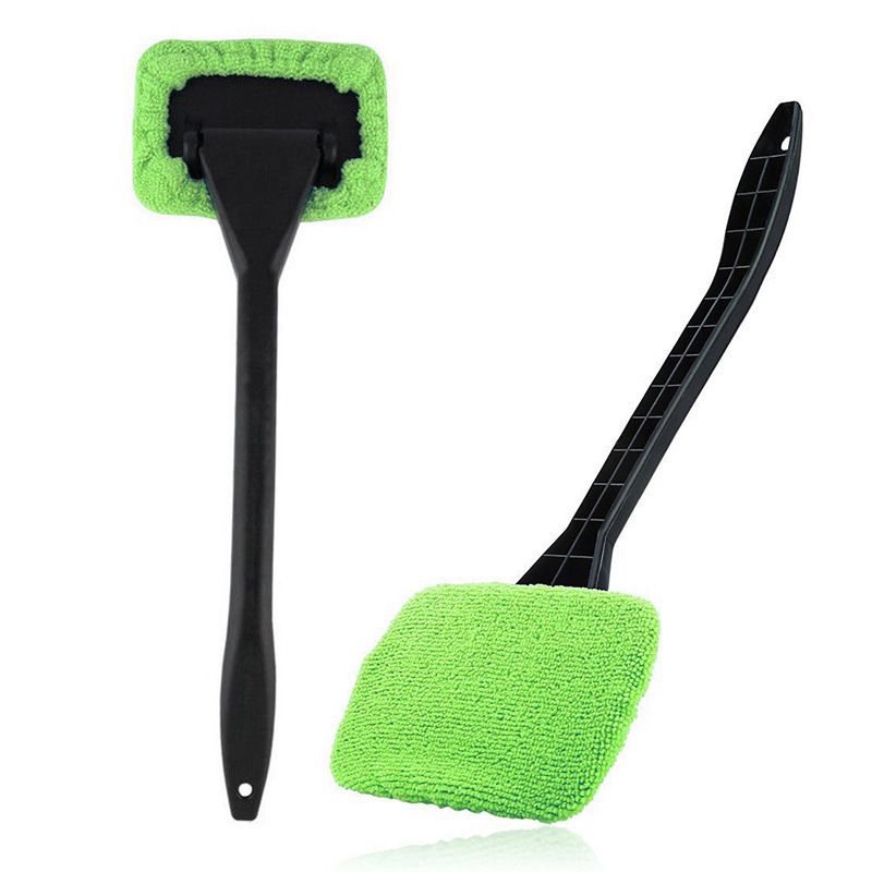 3-Piece Green Car Windshield Cleaning Brush Set Microfiber Defogging Wiper