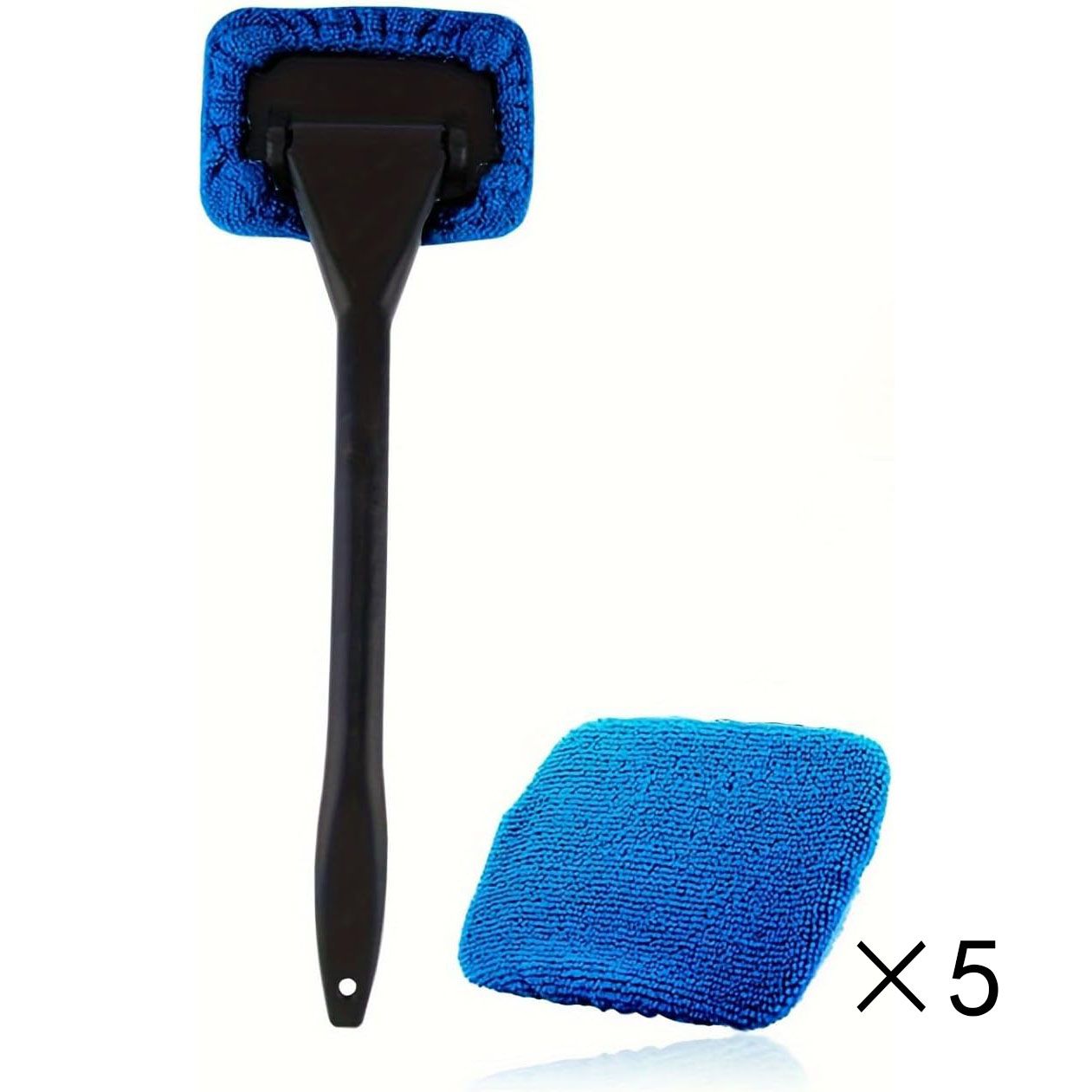 Dark blue Car Windshield Cleaning Brush with 5 Replacement Microfiber Pads